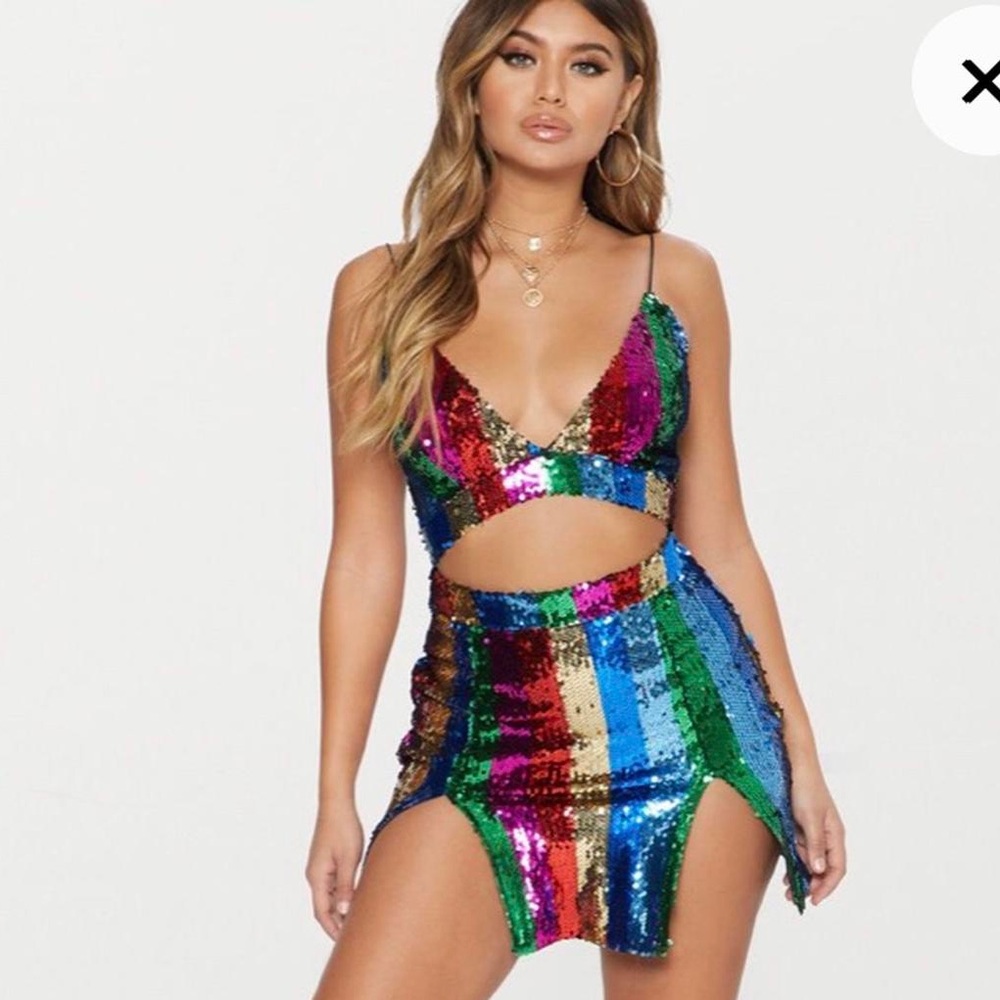 PrettyLittleThing Multicolor Sequin Mini Dress